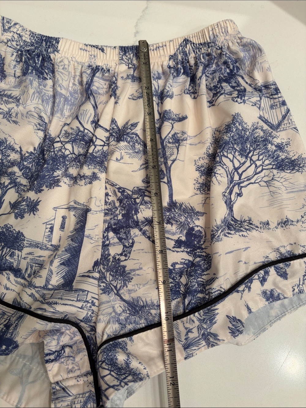 Blue & White Toile Short Pajama Set - Classic Sleepwear - Picture 12 of 14